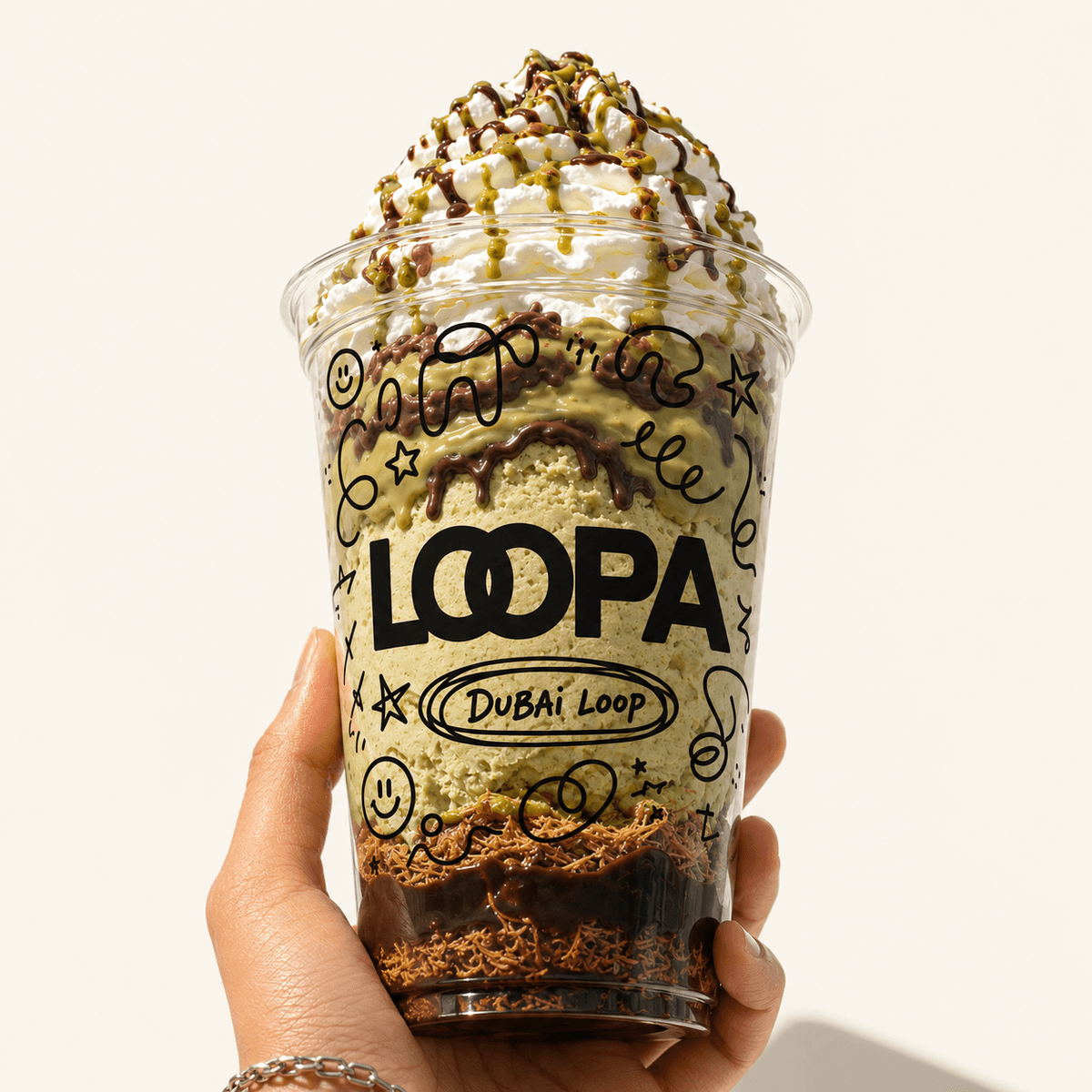 Dubai Loop — layered pistachio ice cream cup